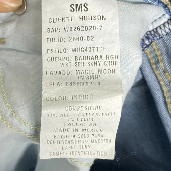 Hudson Womens Barbara High Rise Distressed Blue Denim Super Skinny‎ Jeans SZ 25 - Picture 9 of 11